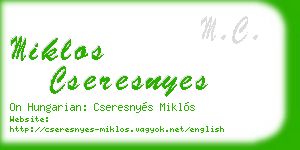 miklos cseresnyes business card